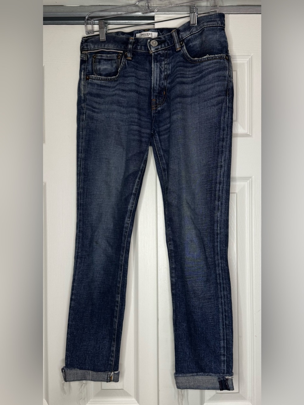 Moussy Vintage Dark Wash Cuffed Straight Leg Ankle Jeans- Size 26